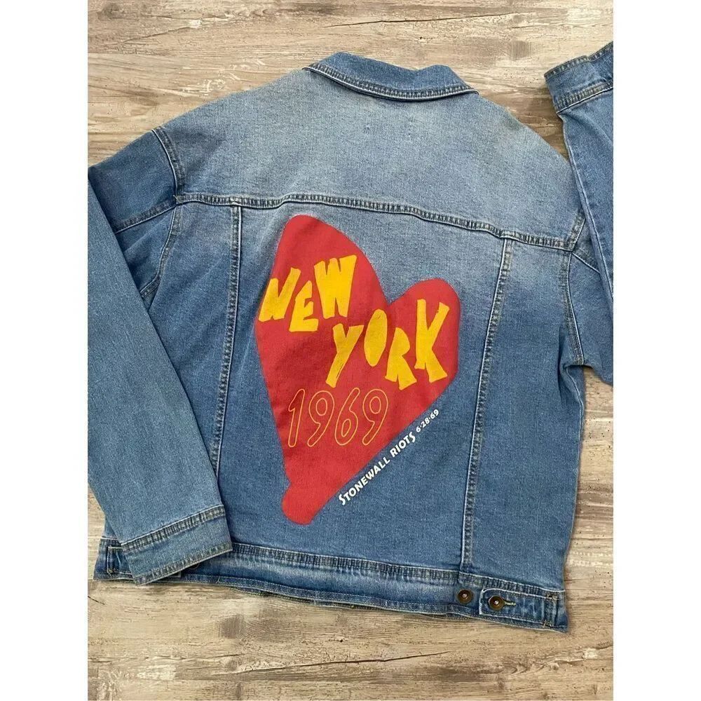 New York Denim Jean Jacket Stonewall Riots Women’s Sz XL